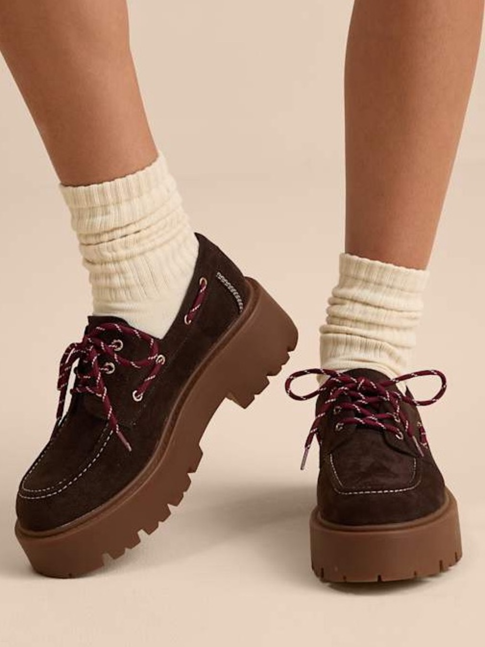 Madden Girl Caden Dark Brown Suede Lace-Up Platform Loafers Size 7 Academia Prep